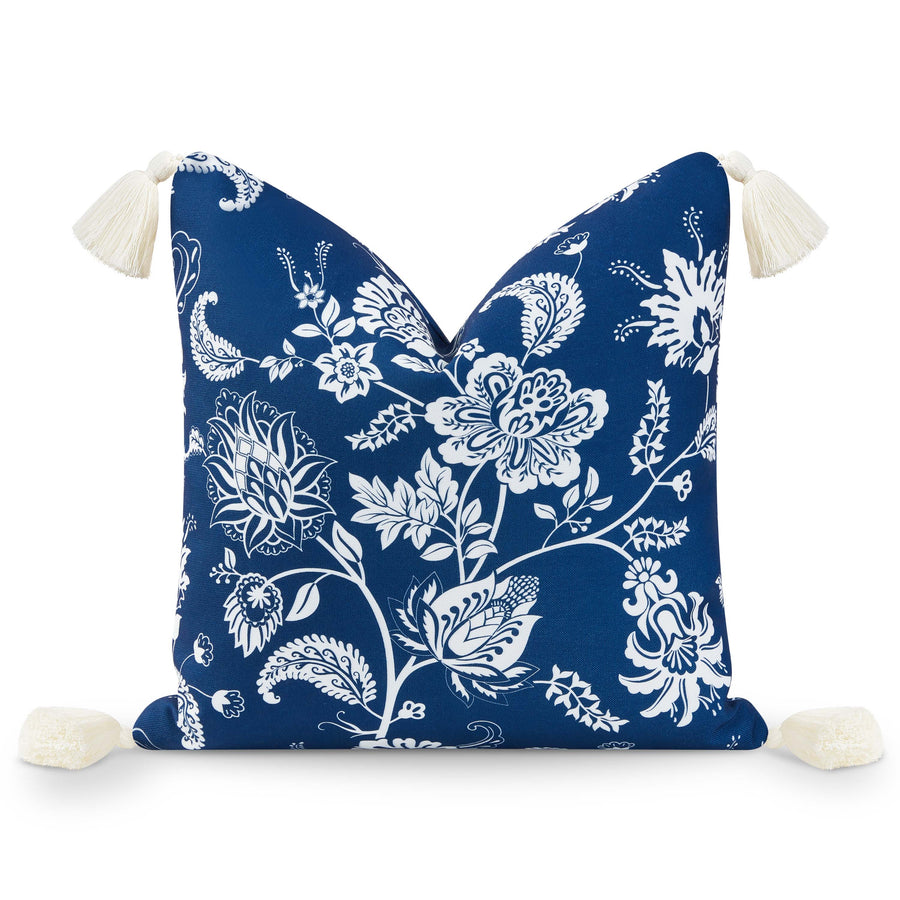 blue floral pillow cover