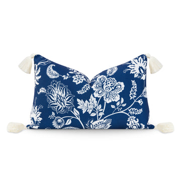 blue floral pillow cover
