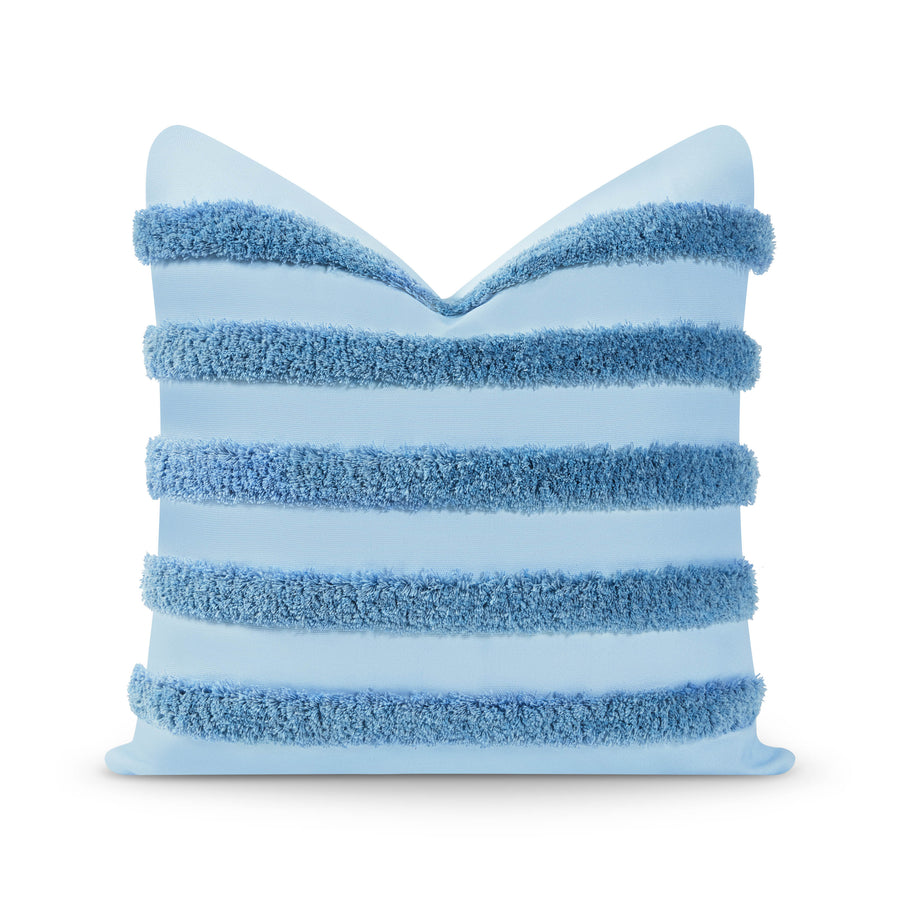 Coastal Fluffy Pillow Cover, Stripes, Baby Blue | Hofdeco