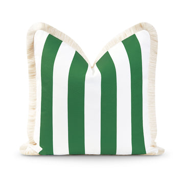 green stripe pillow cover