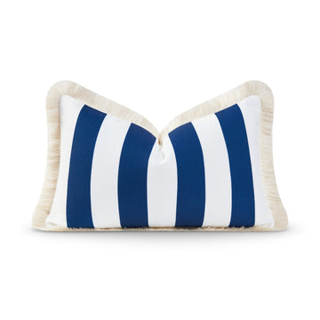 navy and white striped pillow