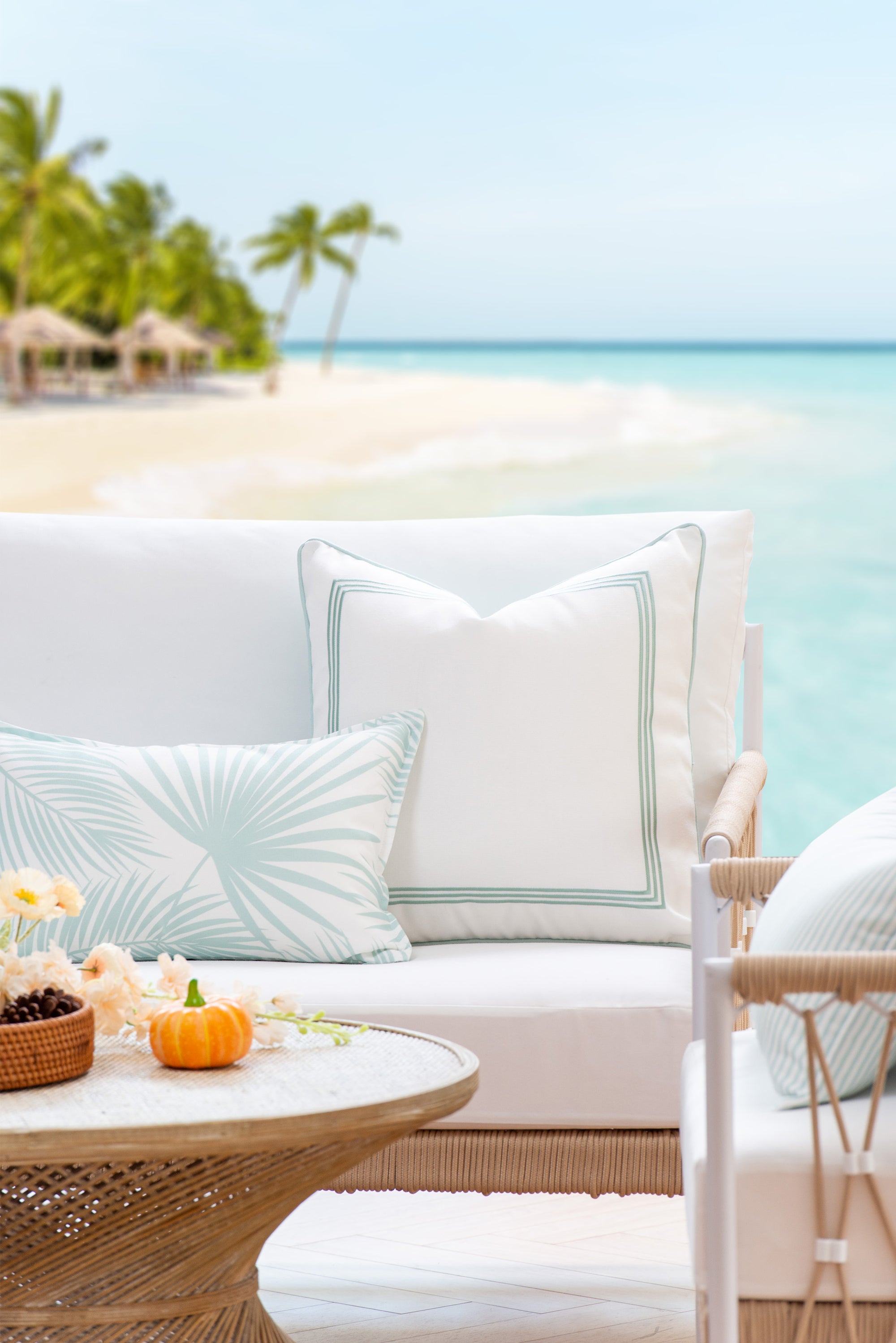 Palm leaf outdoor pillow cover
