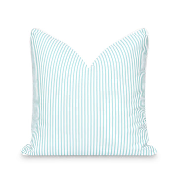 Fall Coastal Indoor Outdoor Pillow Cover, Stripe, Muted Aqua, 20