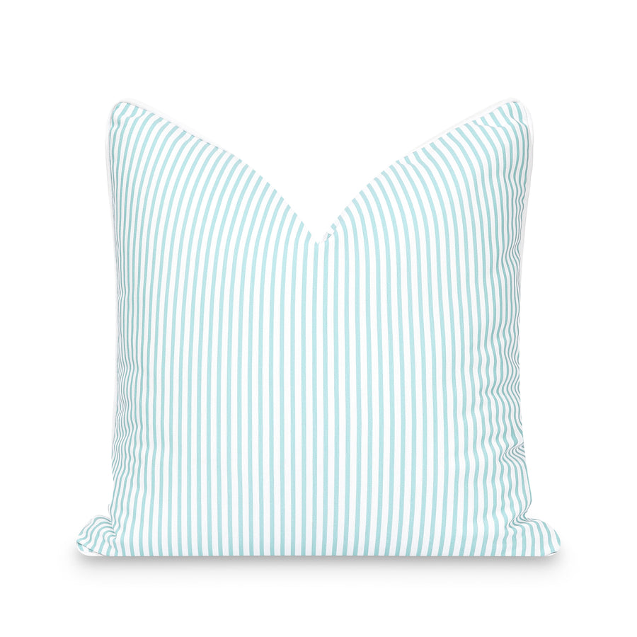 Fall Coastal Indoor Outdoor Pillow Cover, Stripe, Muted Aqua, 20