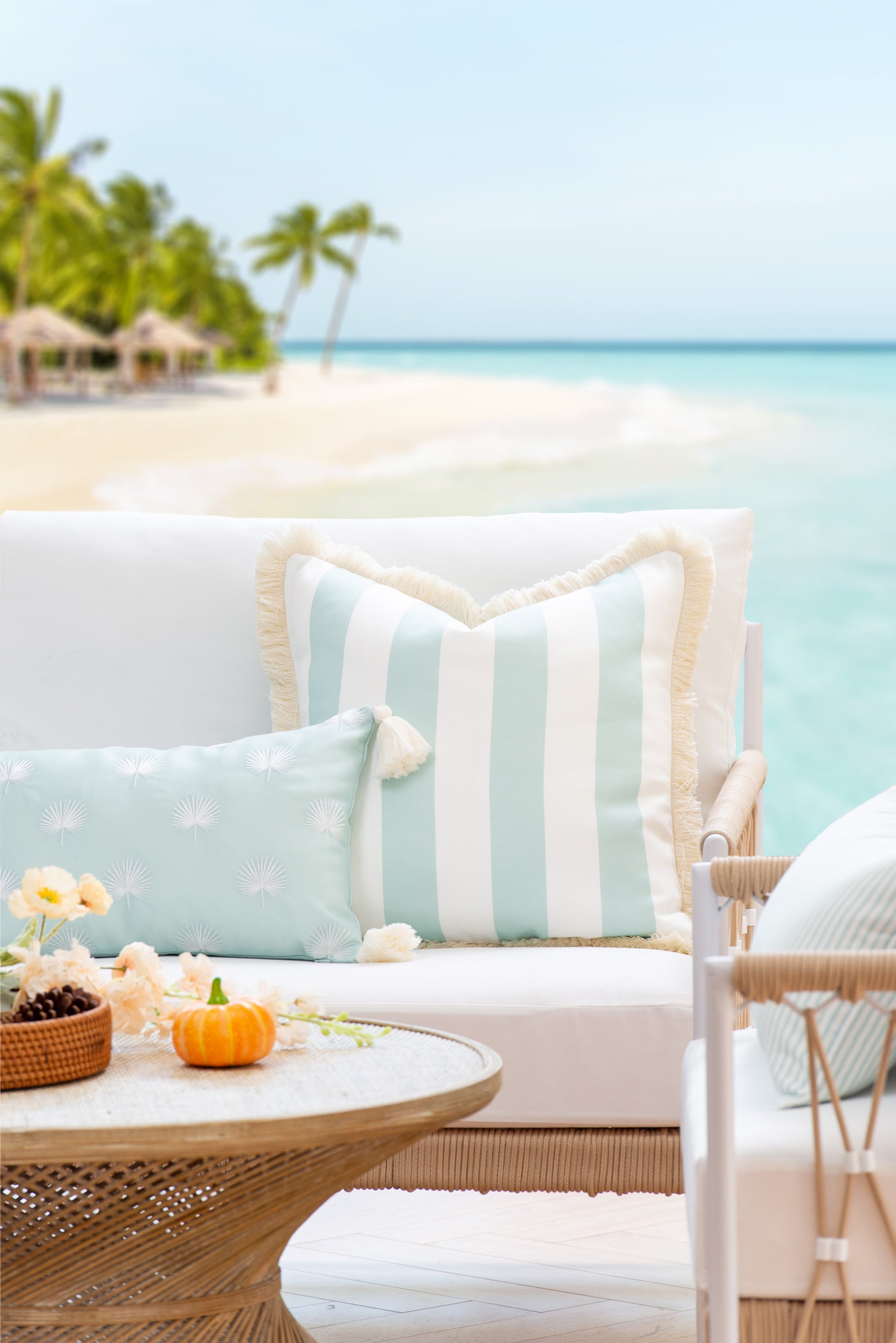 Embroidered outdoor pillow cover