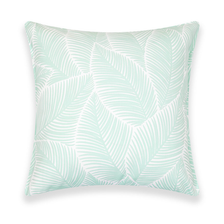 Fall Coastal Indoor Outdoor Pillow Cover, Palm Leaves, Muted Aqua, 20