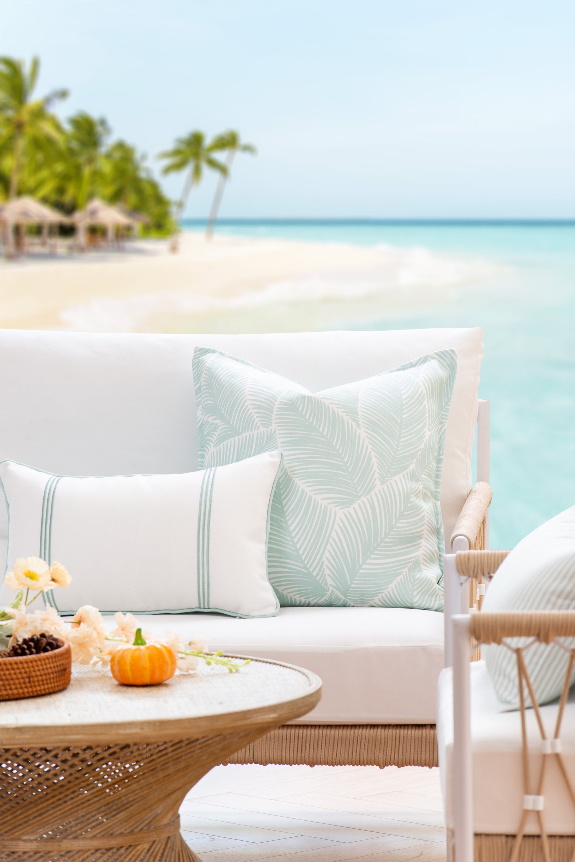 Palm leaf outdoor pillow cover