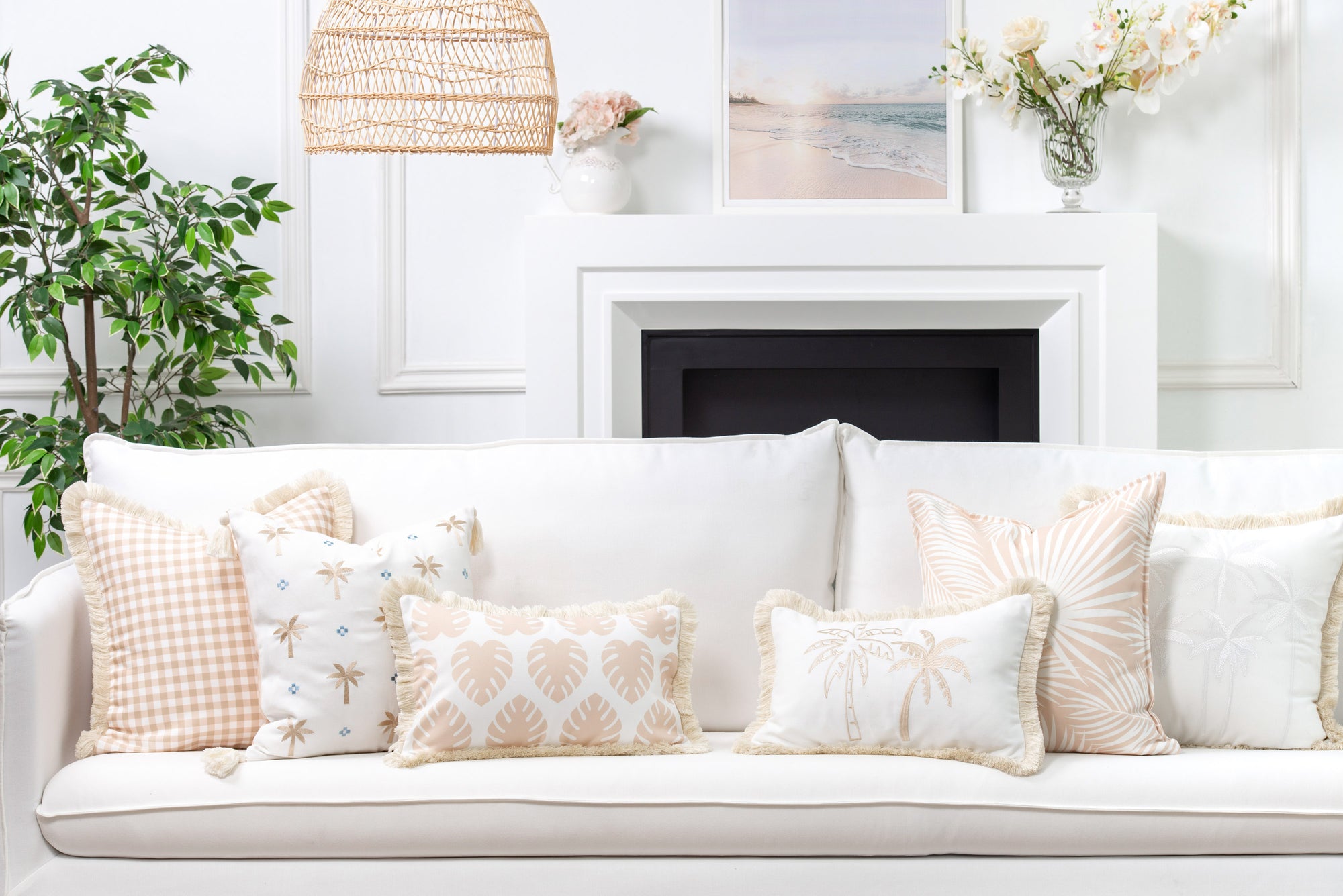 Embroidered outdoor pillow cover