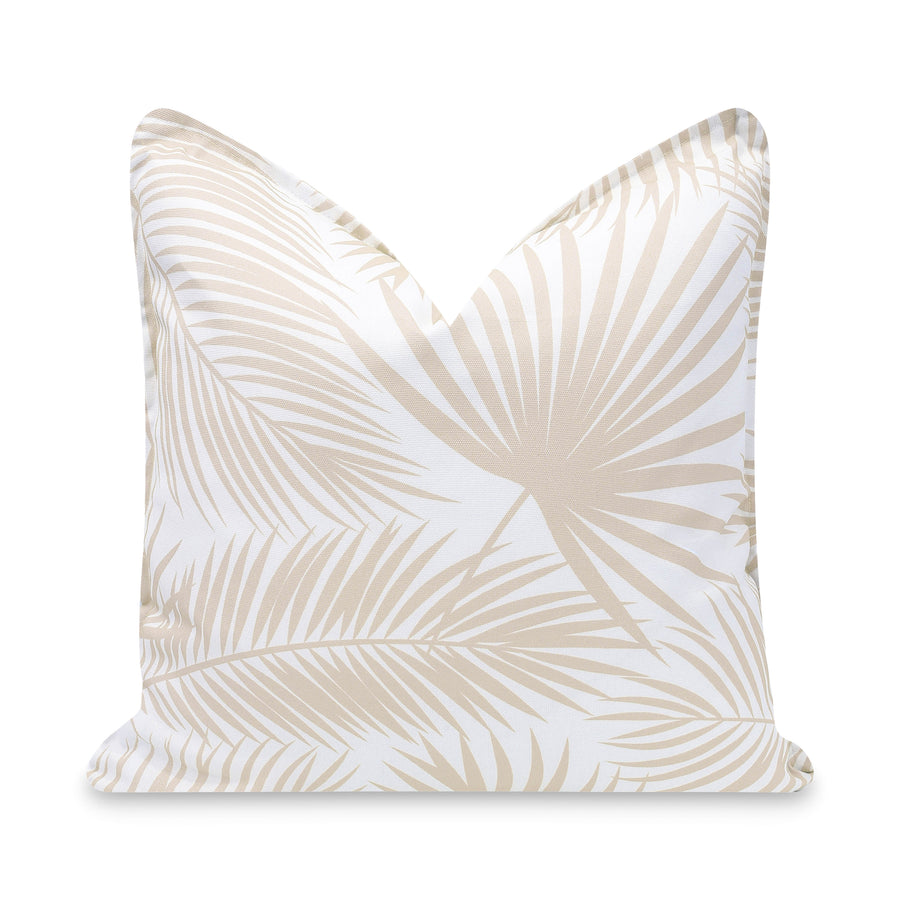 Fall Coastal Indoor Outdoor Pillow Cover, Palm Leaf, Neutral Tan, 20