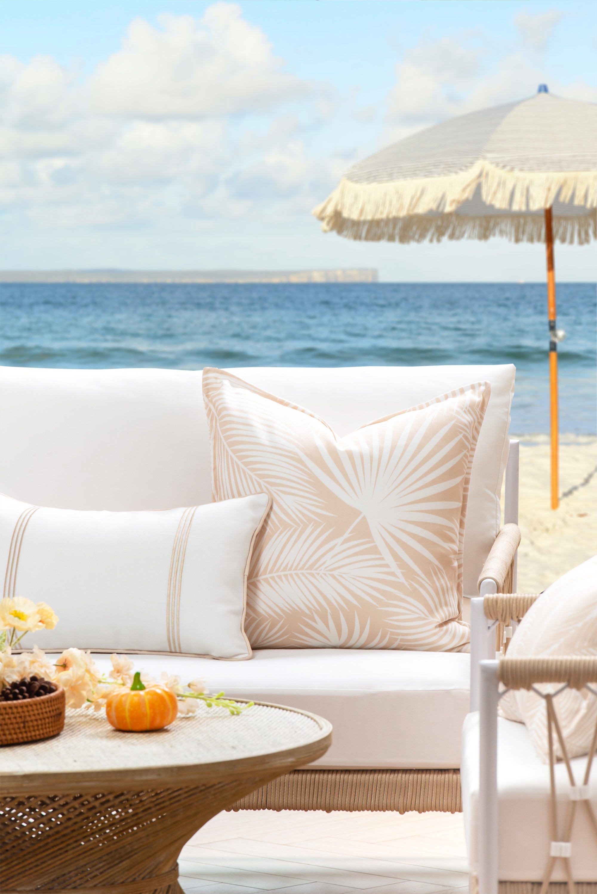 Palm leaf outdoor pillow cover