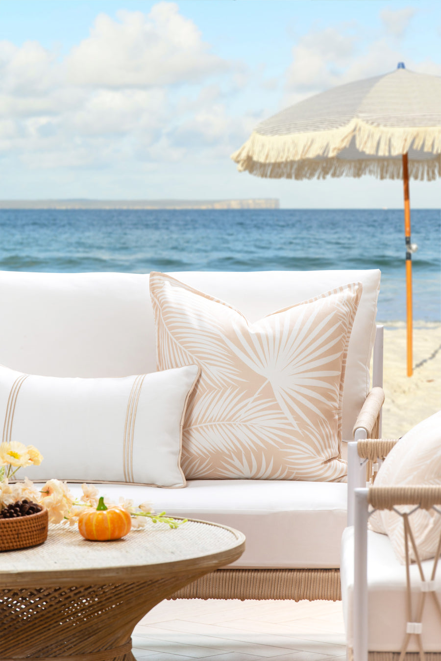 Palm leaf outdoor pillow cover