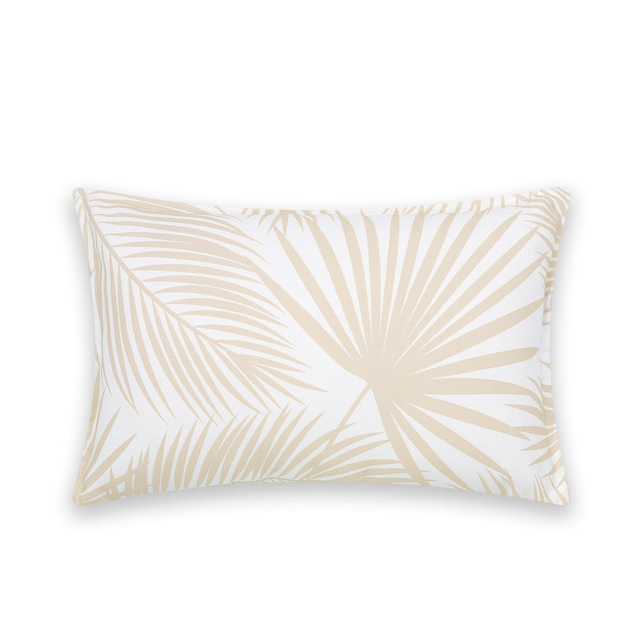 Fall Coastal Indoor Outdoor Lumbar Pillow Cover, Palm Leaf, Neutral Tan, 12