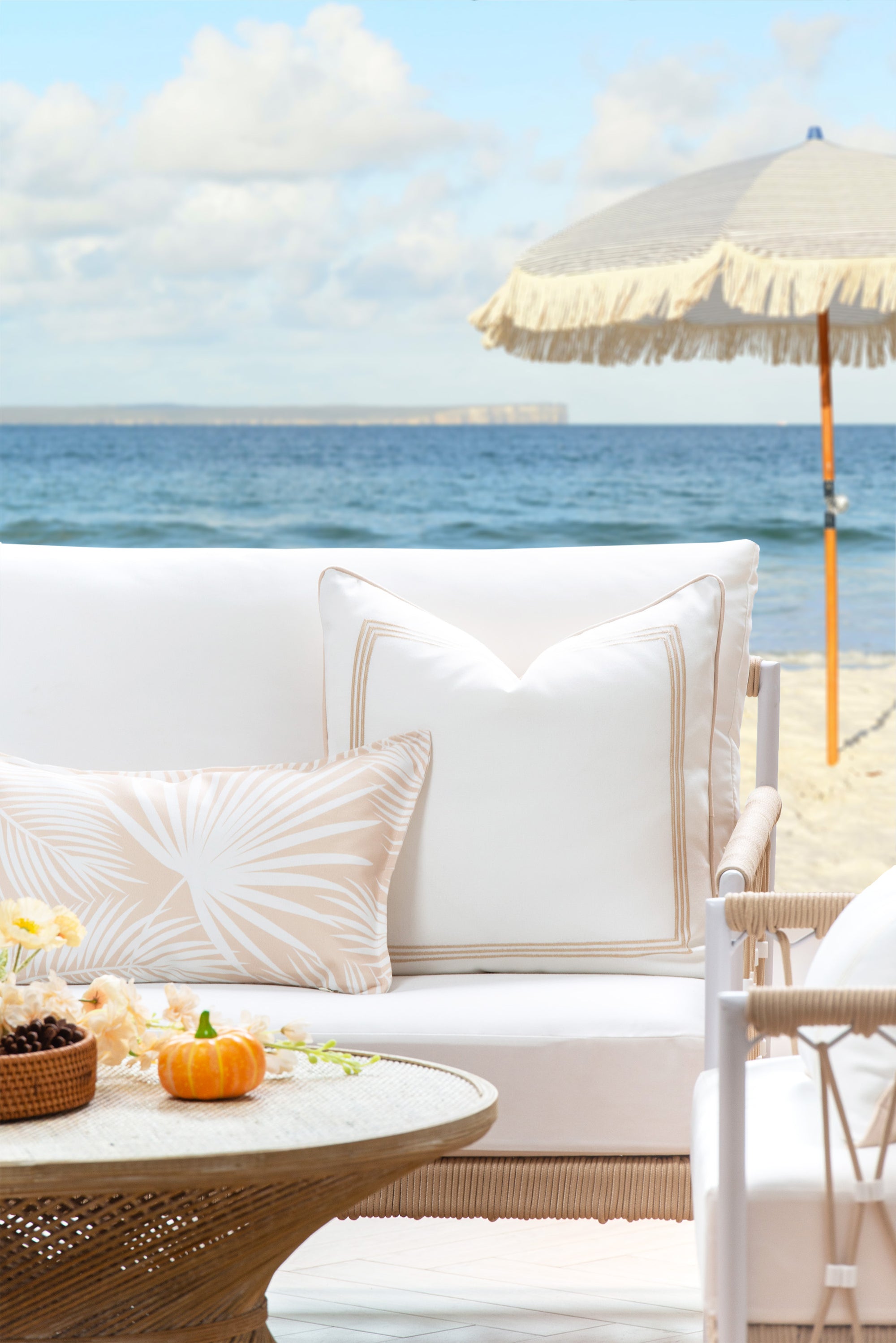 Palm leaf outdoor pillow cover