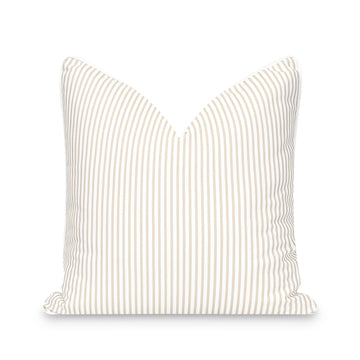 Fall Coastal Indoor Outdoor Pillow Cover, Stripe, Neutral Tan, 20