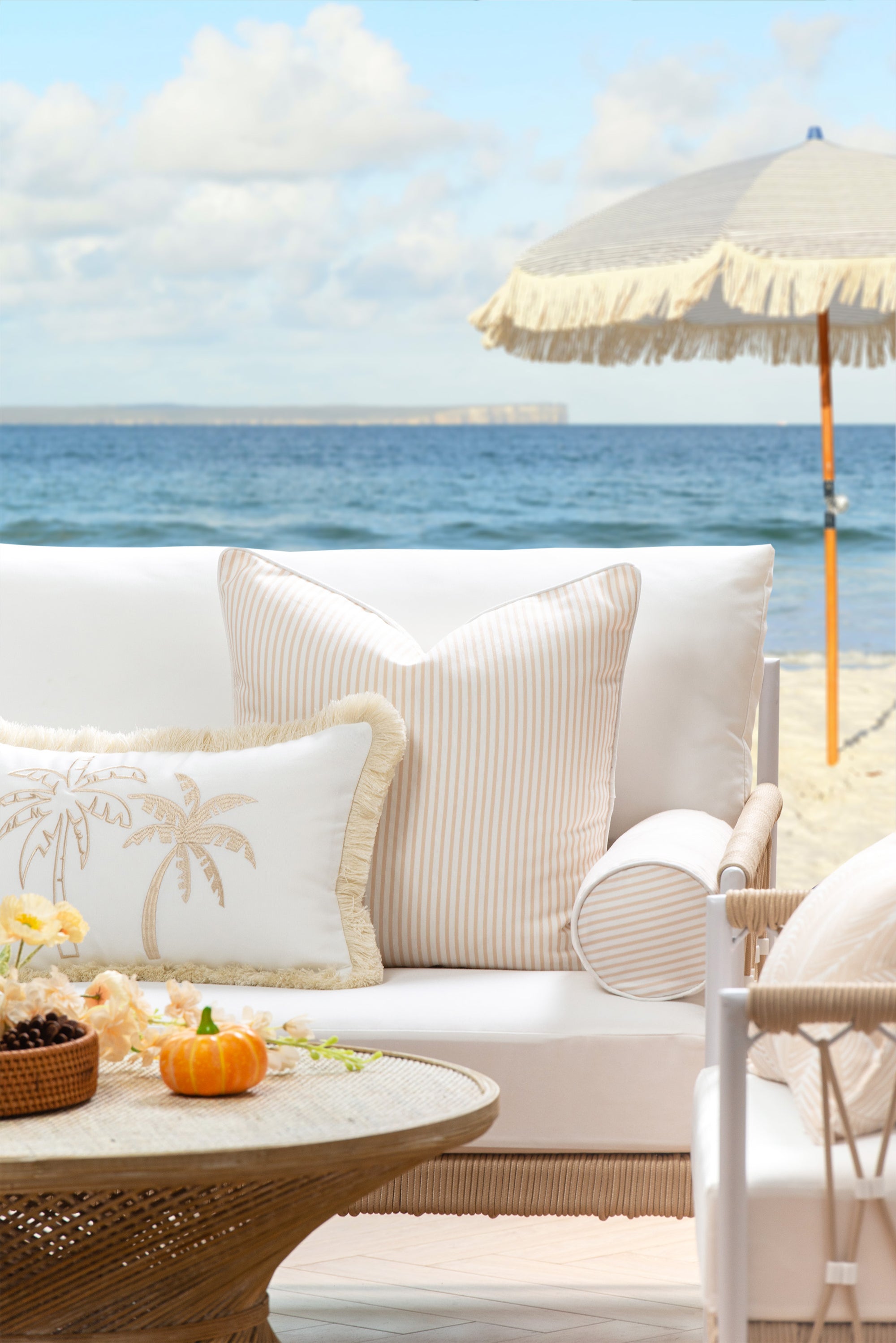 Striped outdoor pillow cover