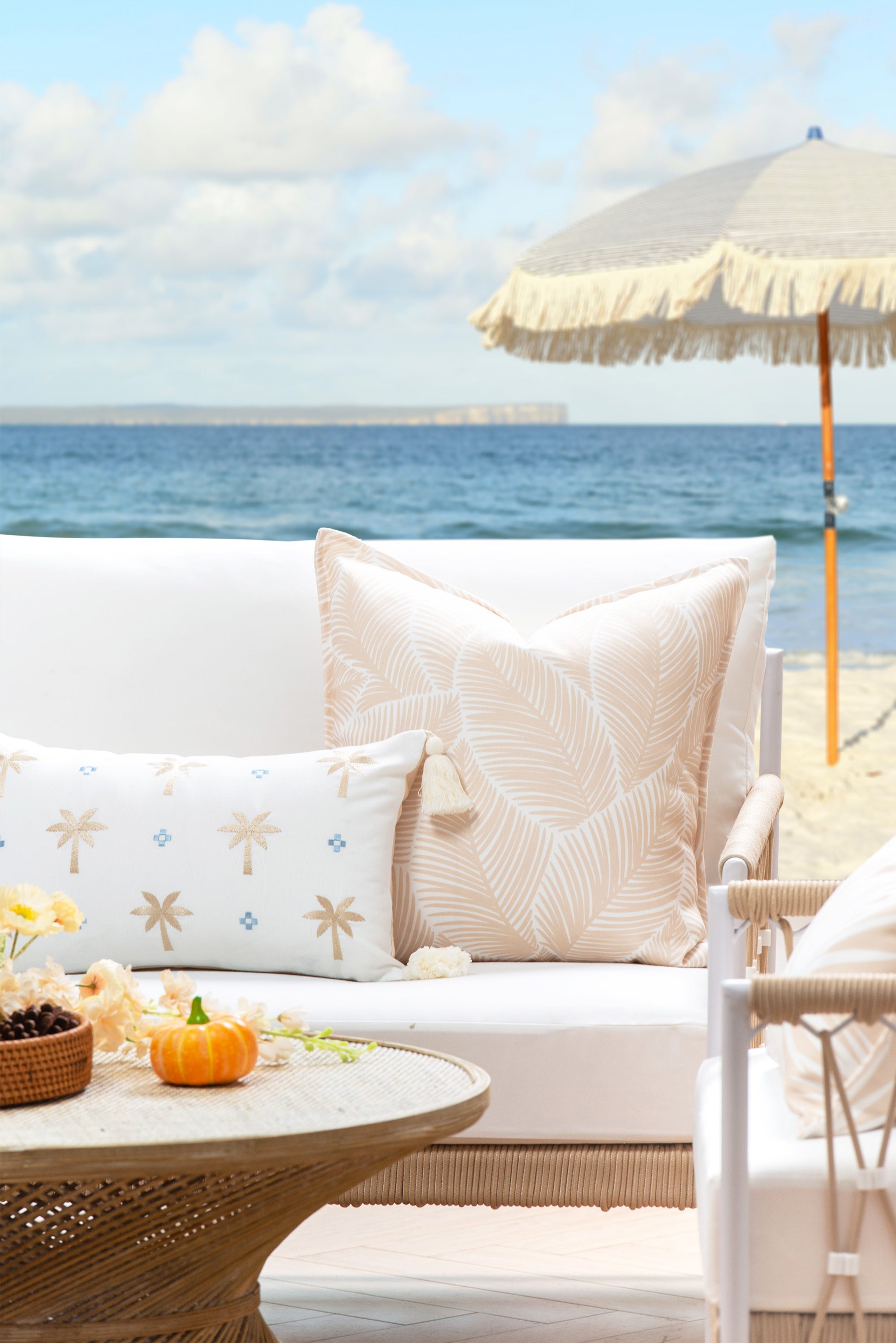 Palm leaf outdoor pillow cover