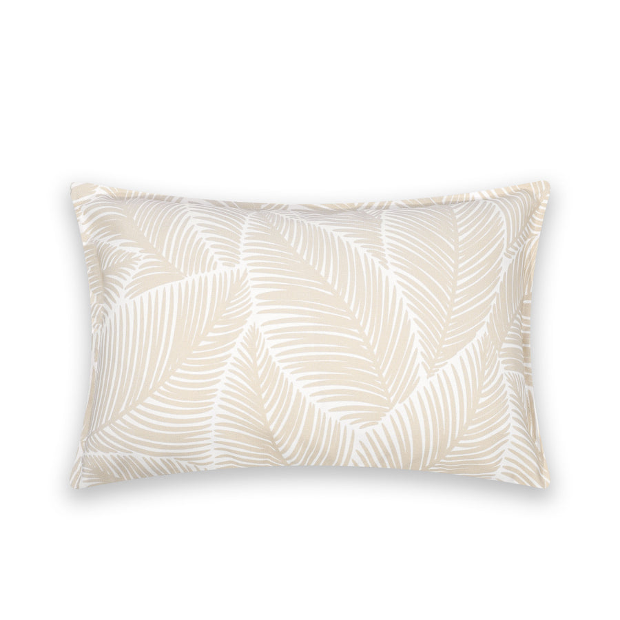 Fall Coastal Indoor Outdoor Lumbar Pillow Cover, Palm Leaves, Neutral Tan, 12