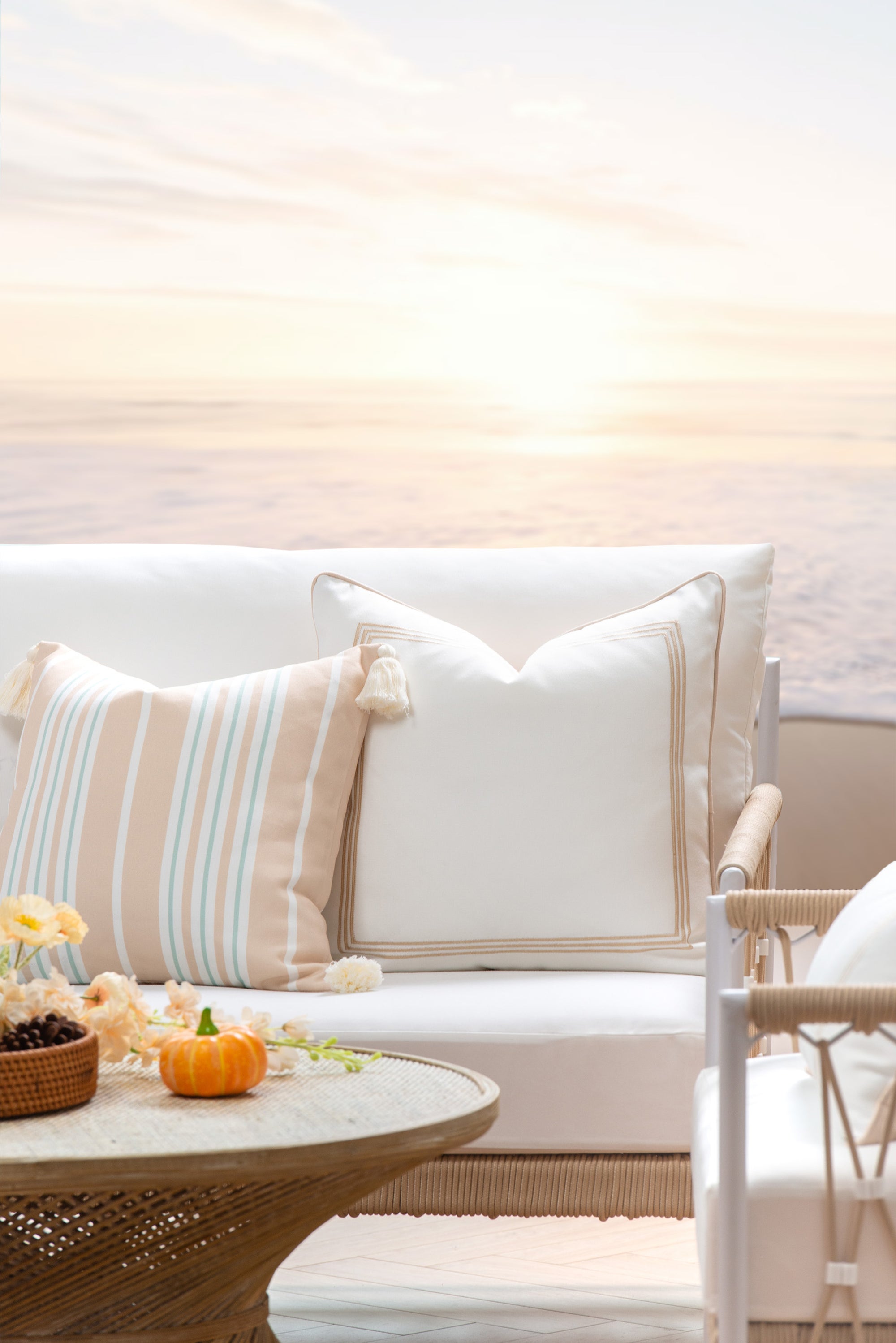 Embroidered outdoor pillow cover