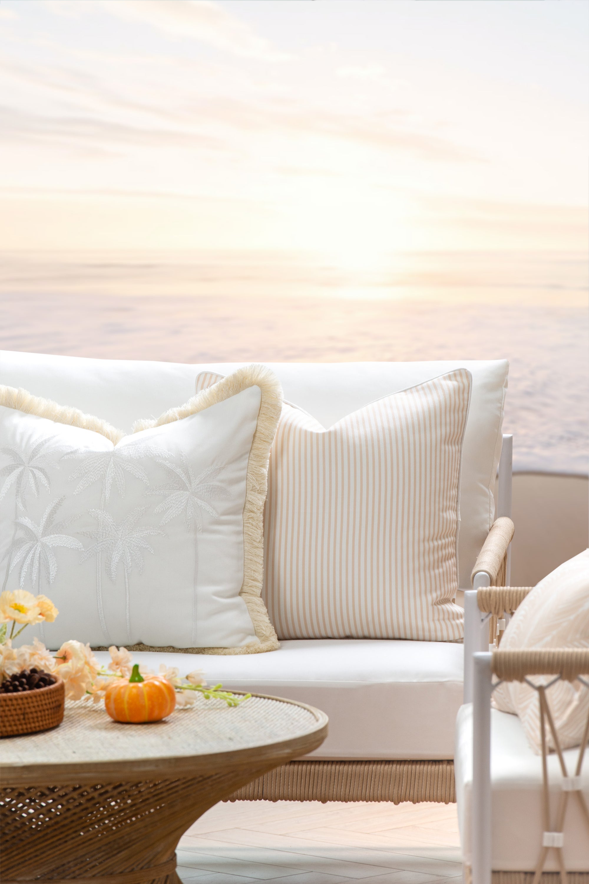 Embroidered outdoor pillow cover