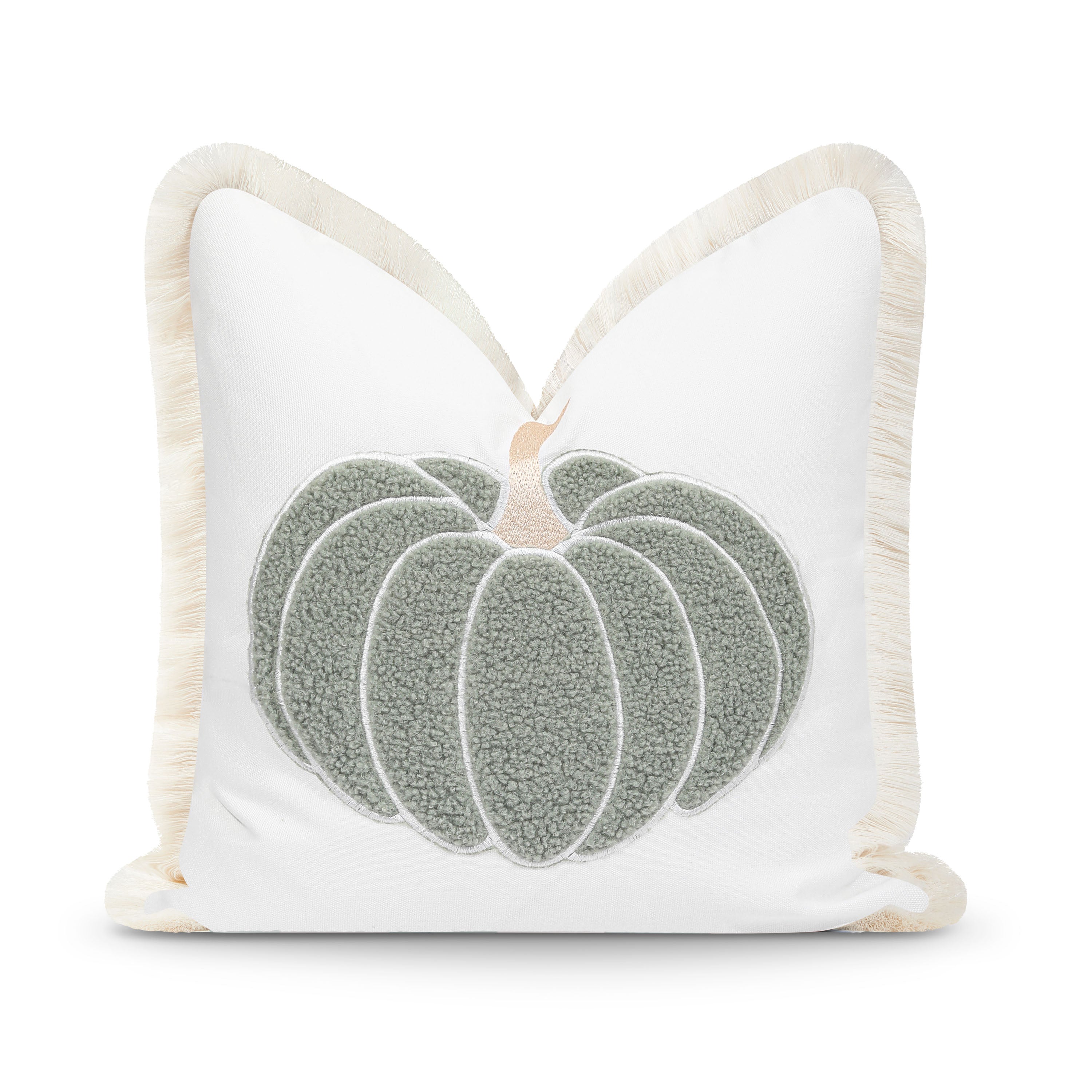Coastal Pumpkin Outdoor Pillow Cover, Embroidered, Muted