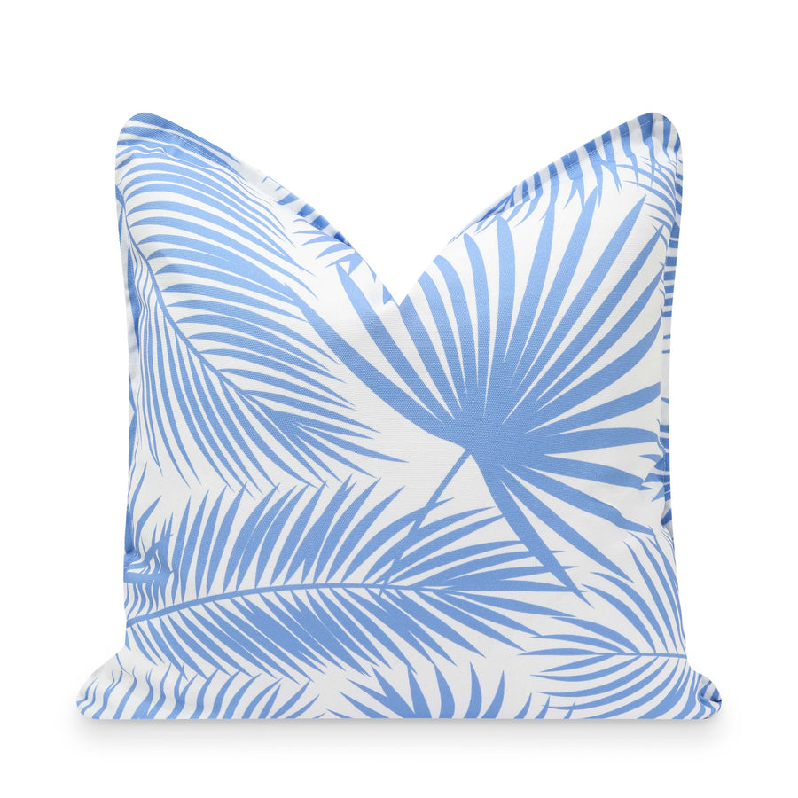 Coastal Indoor Outdoor Pillow Cover, Palm Leaf, Cornflower Blue, 20
