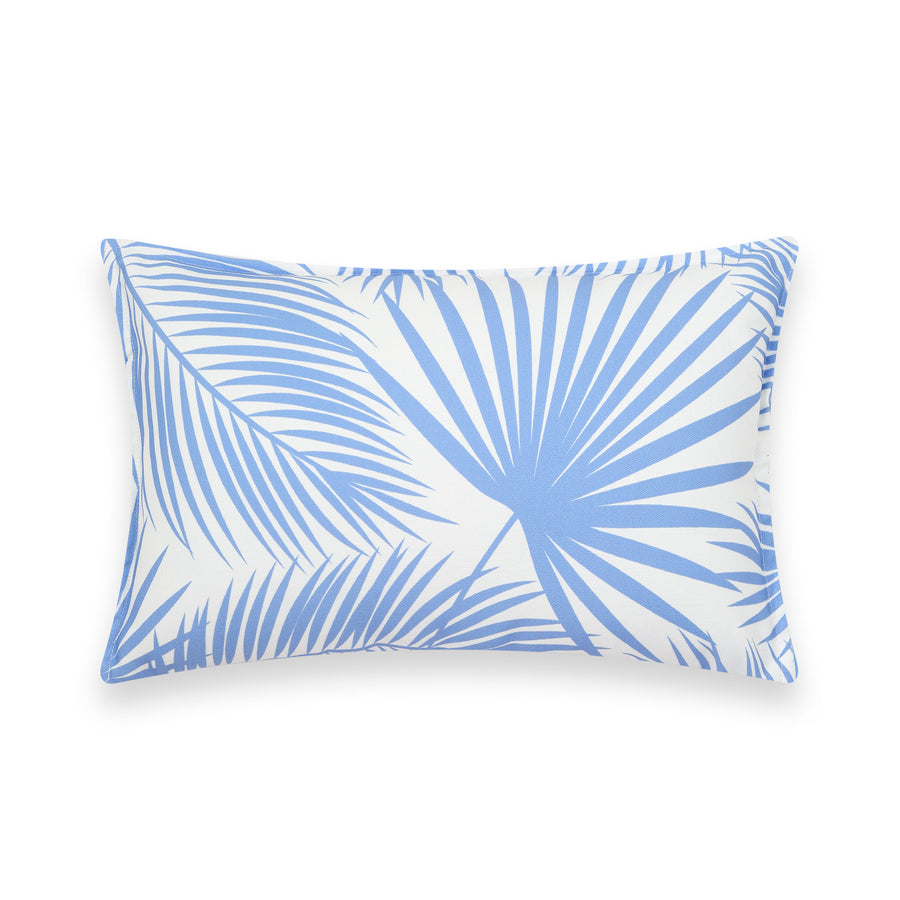 Coastal Indoor Outdoor Lumbar Pillow Cover, Palm Leaf, Cornflower Blue, 12