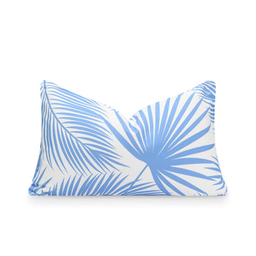 Coastal Indoor Outdoor Lumbar Pillow Cover, Palm Leaf, Cornflower Blue, 12