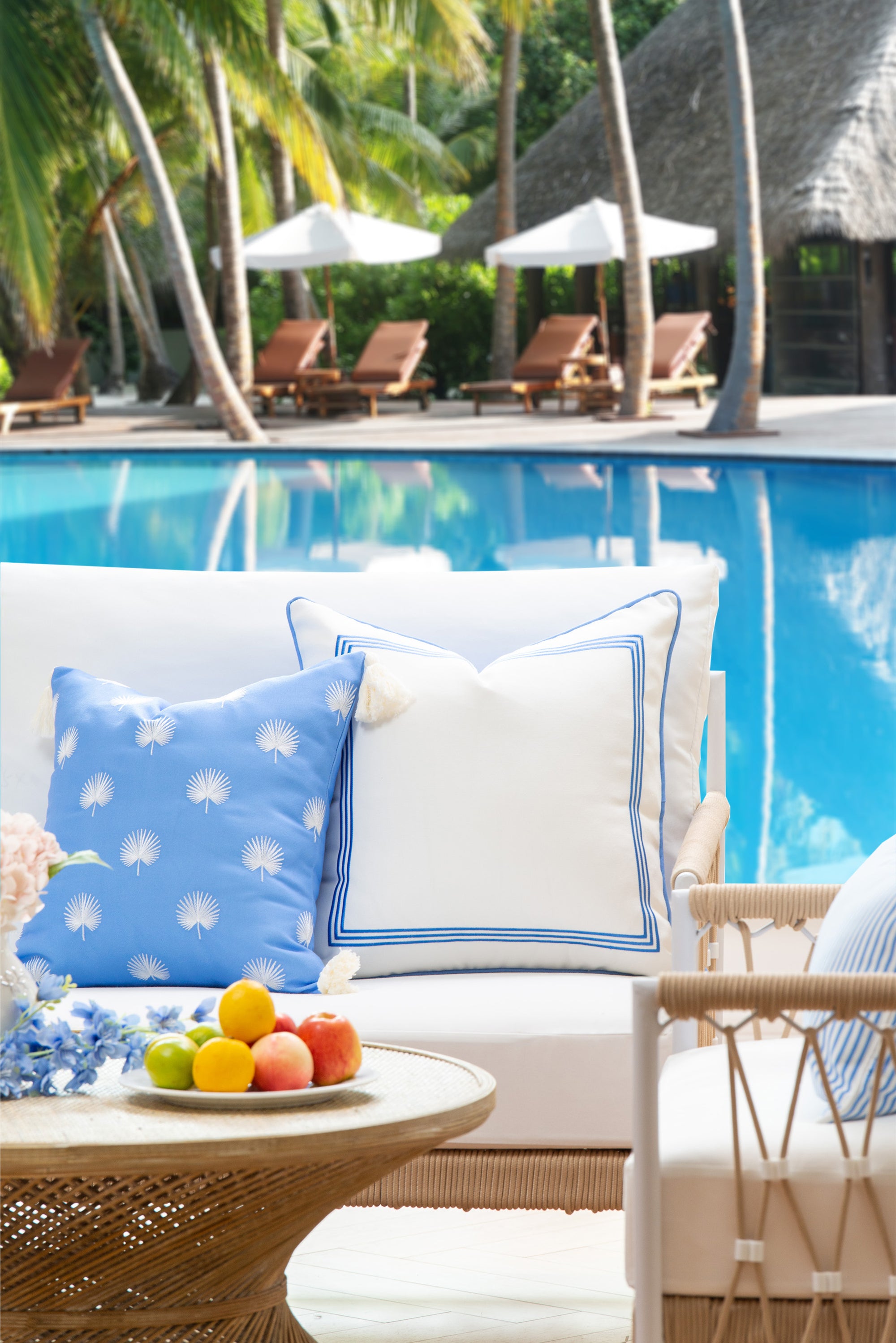 Embroidered outdoor pillow cover