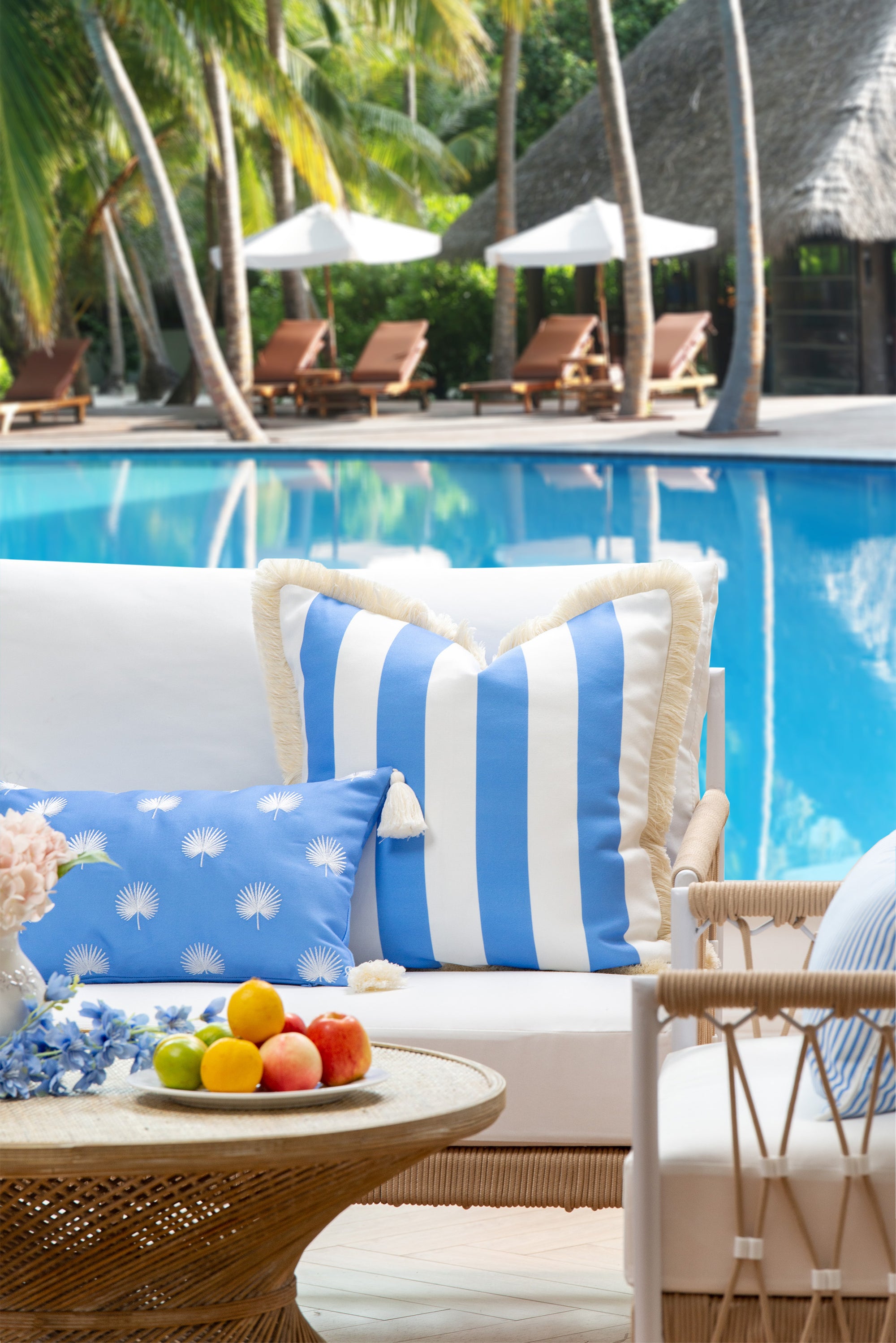 Embroidered outdoor pillow cover