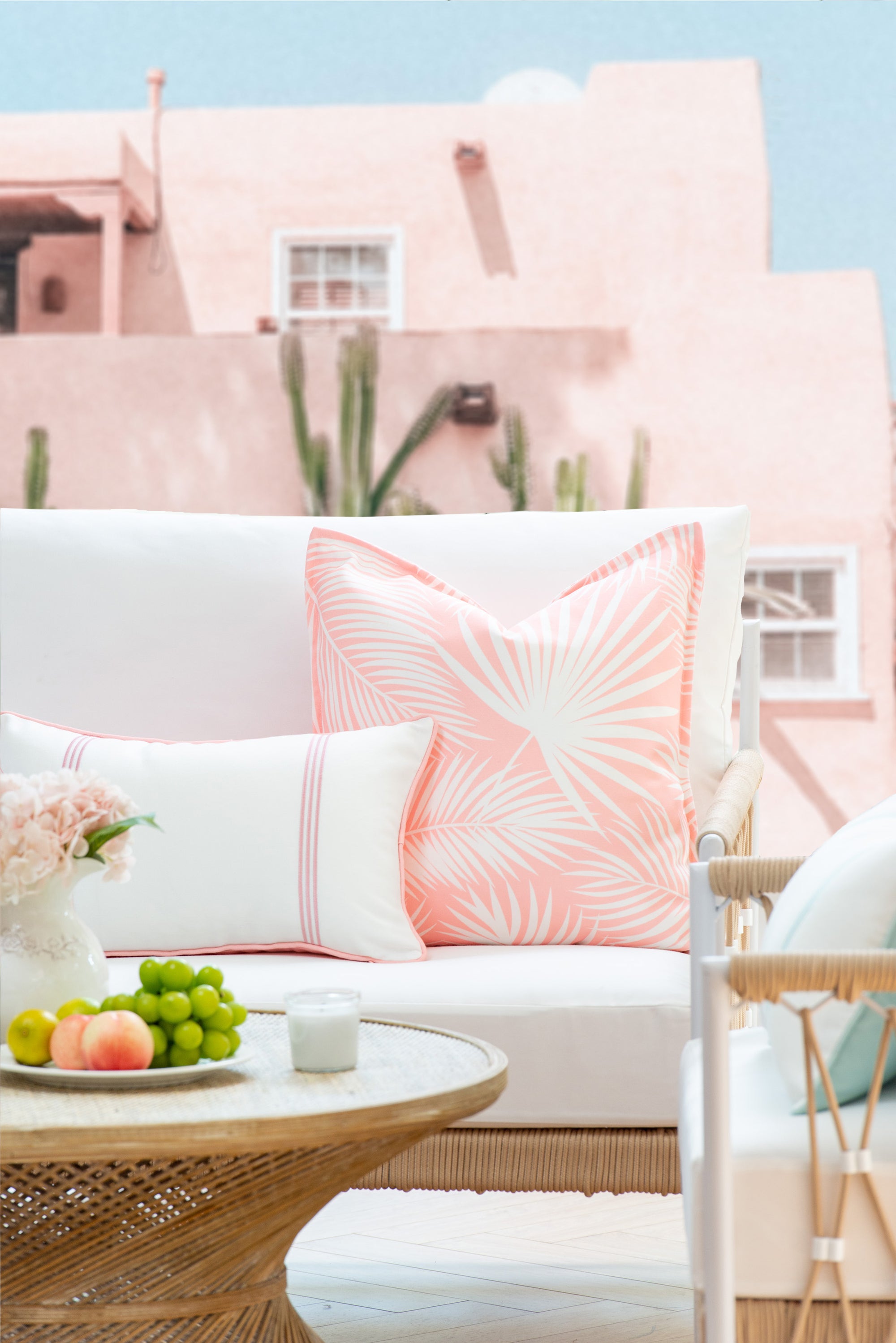 Palm leaf outdoor pillow cover