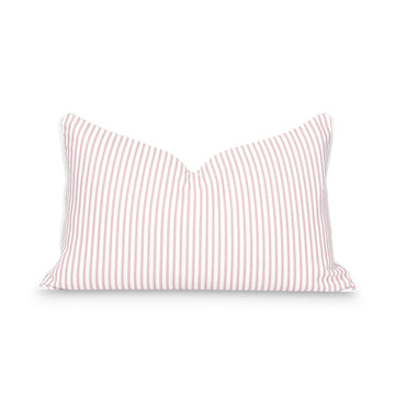 Coastal Indoor Outdoor Lumbar Pillow Cover, Stripe, Blush Pink, 12