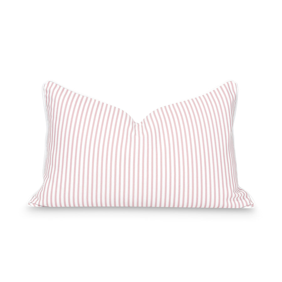 Coastal Indoor Outdoor Lumbar Pillow Cover, Stripe, Blush Pink, 12