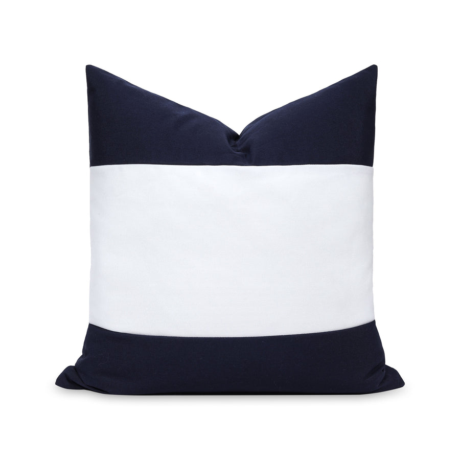 Coastal Outdoor Performance Pillow Cover, Color Block, Dark Navy Blue, 20