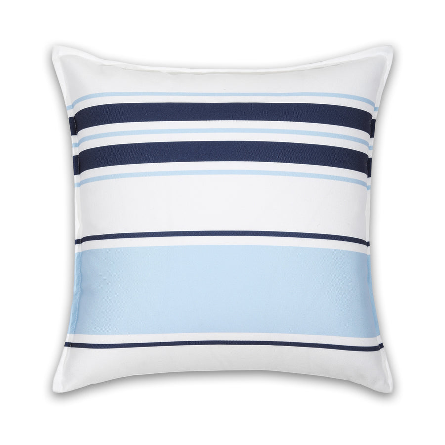 Coastal Indoor Outdoor Throw Pillow Cover, Stripes, Navy Baby Blue, 20