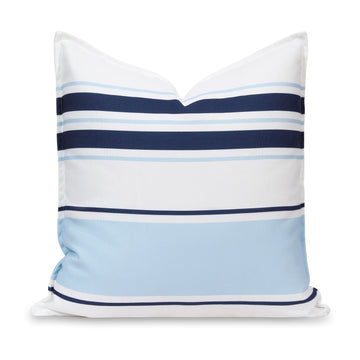 Coastal Indoor Outdoor Throw Pillow Cover, Stripes, Navy Baby Blue, 20