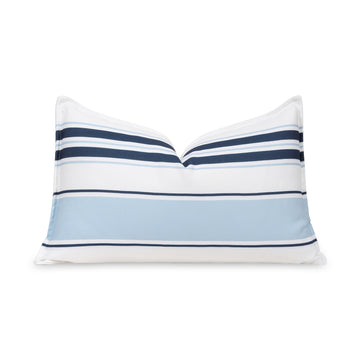 Coastal Indoor Outdoor Lumbar Pillow Cover, Stripes, Navy Baby Blue, 12