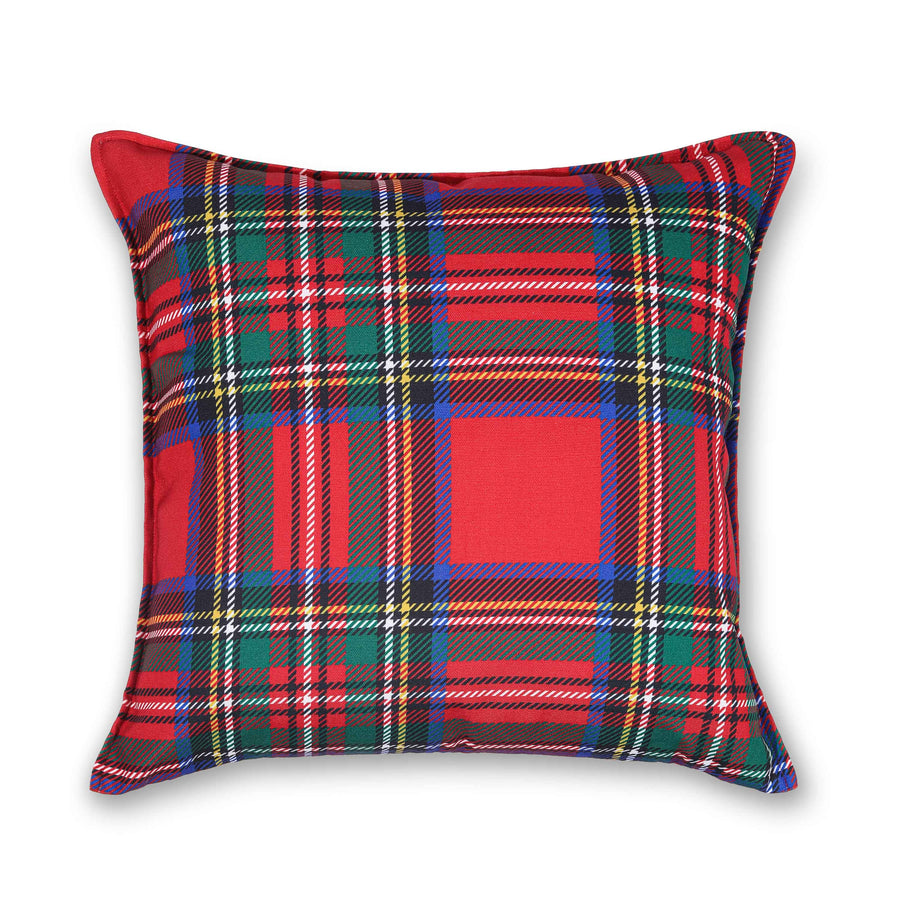 Christmas Throw Pillow Cover, Scottish Tartan Plaid with Sherpa Back, Red, 20