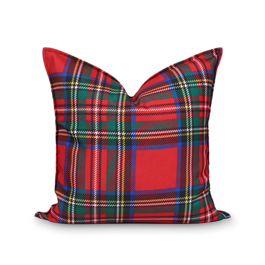 Christmas Throw Pillow Cover, Scottish Tartan Plaid with Sherpa Back, Red, 20