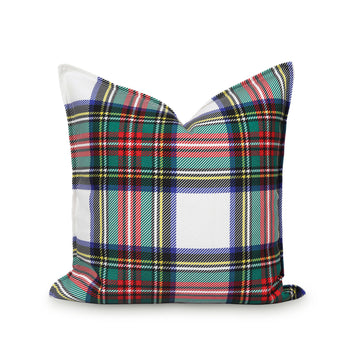 Christmas Throw Pillow Cover, Scottish Tartan Plaid with Sherpa Back, 20
