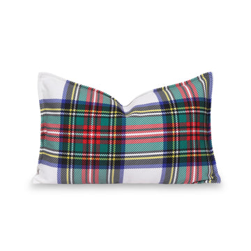 Christmas Lumbar Pillow Cover, Scottish Tartan Plaid with Sherpa Back, 12