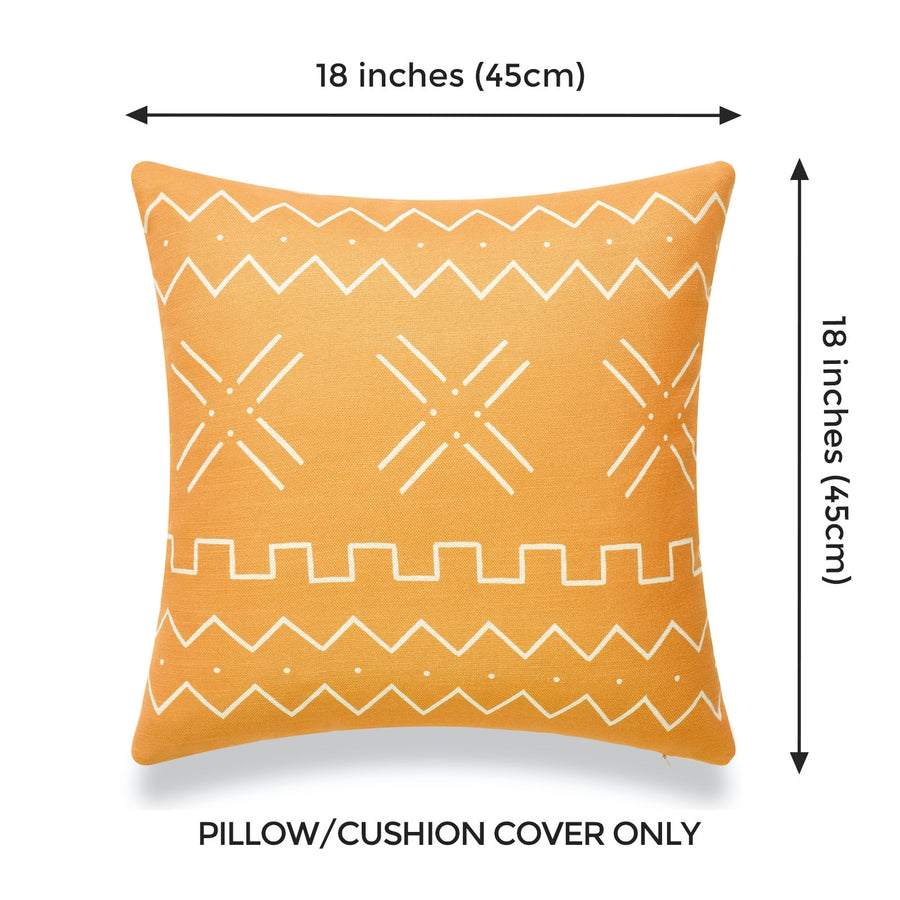 Mustard Mud Cloth Pillow Cover, X Stripes, 18