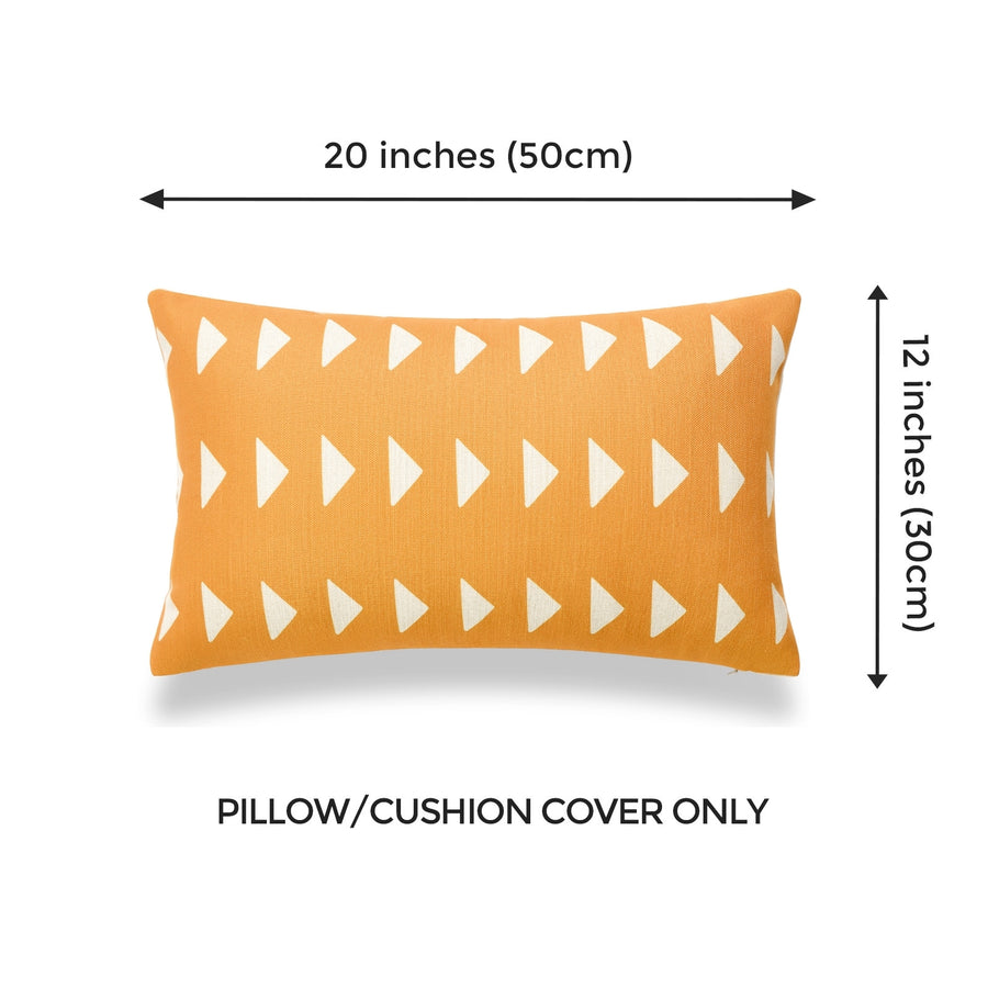 Mustard Mud Cloth Lumbar Pillow Cover, Triangles, 12