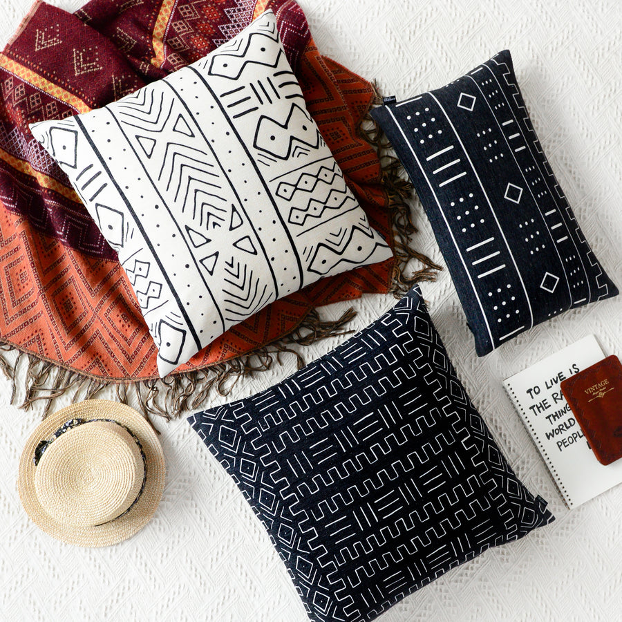 African mudcloth accent pillows