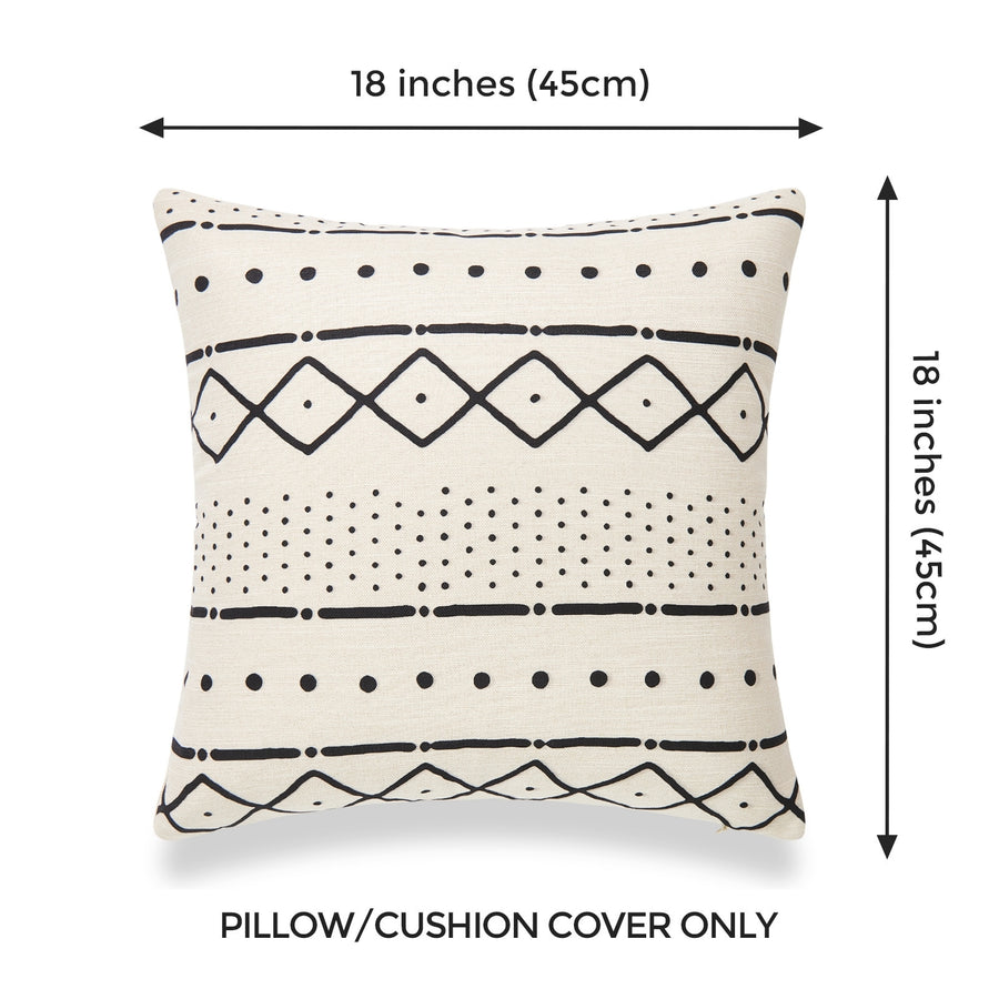 Mud Cloth Pillow Cover, Dots and Dashes, Natural, Single Sided, 18