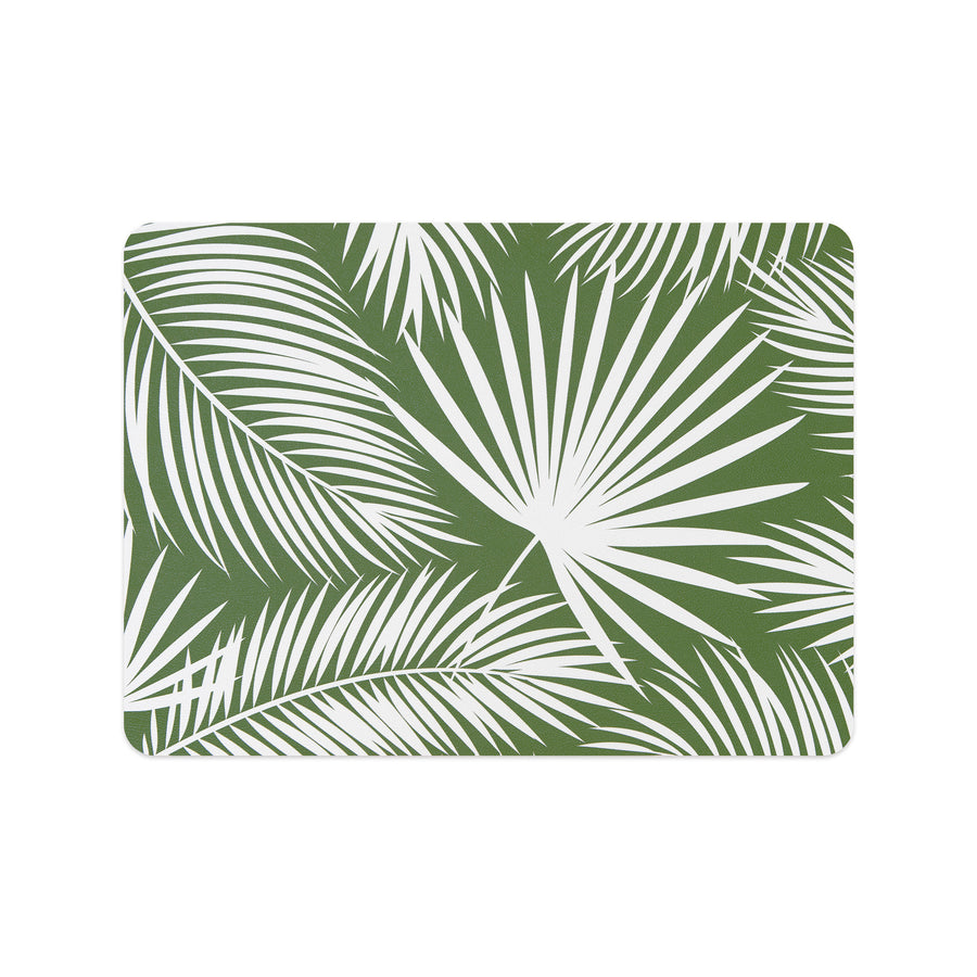 Coastal Vegan Leather Placemat, Palm Leaves, Green, 14