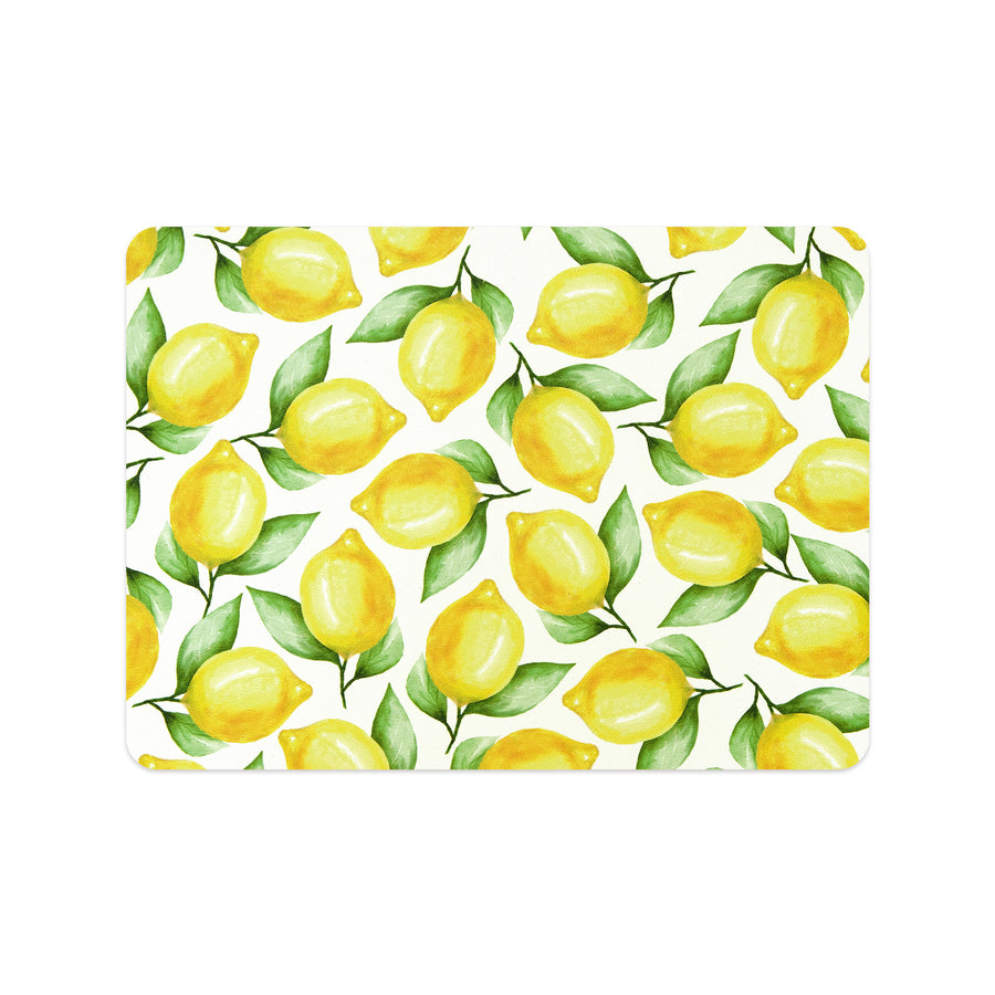 Coastal Vegan Leather Placemat, Lemons, Yellow, 14