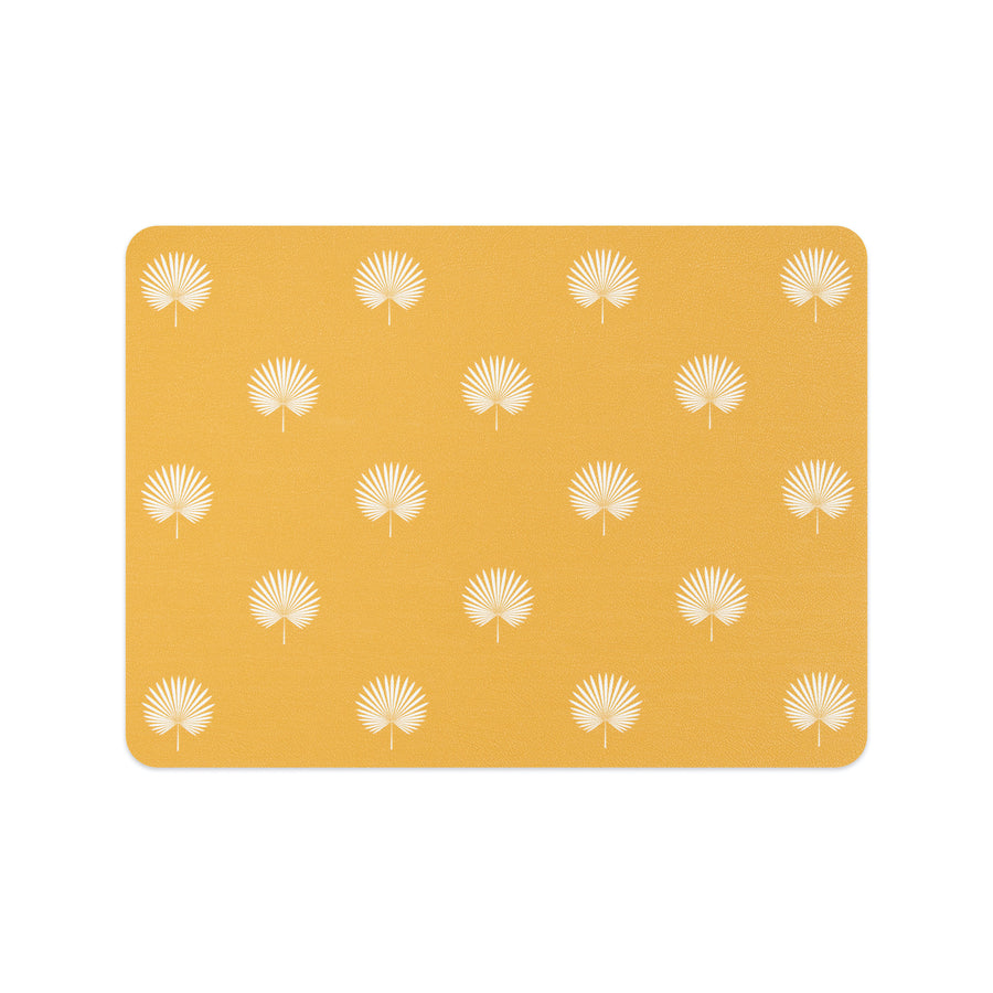 Coastal Vegan Leather Placemat, Palm Leaves, Yellow, 14