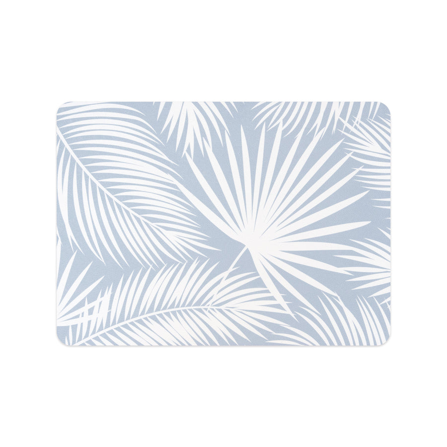Coastal Vegan Leather Placemat, Palm Leaves, Baby Blue, 14