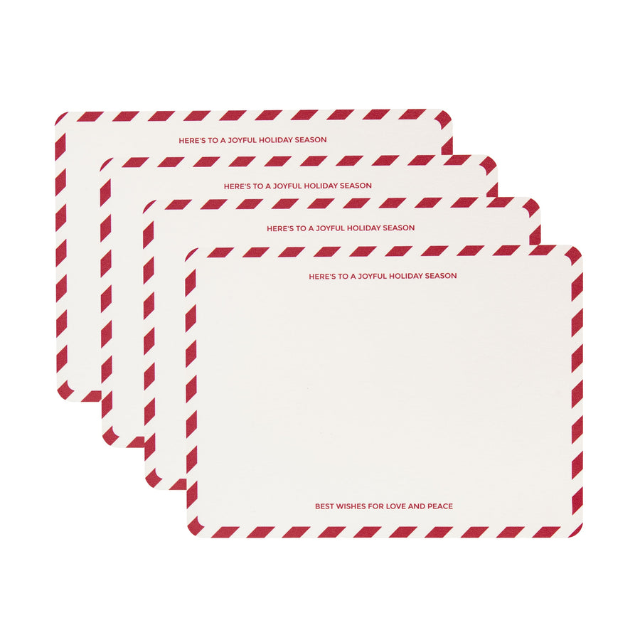 Christmas Vegan Leather Placemat, Candy Cane Border, Red, 14