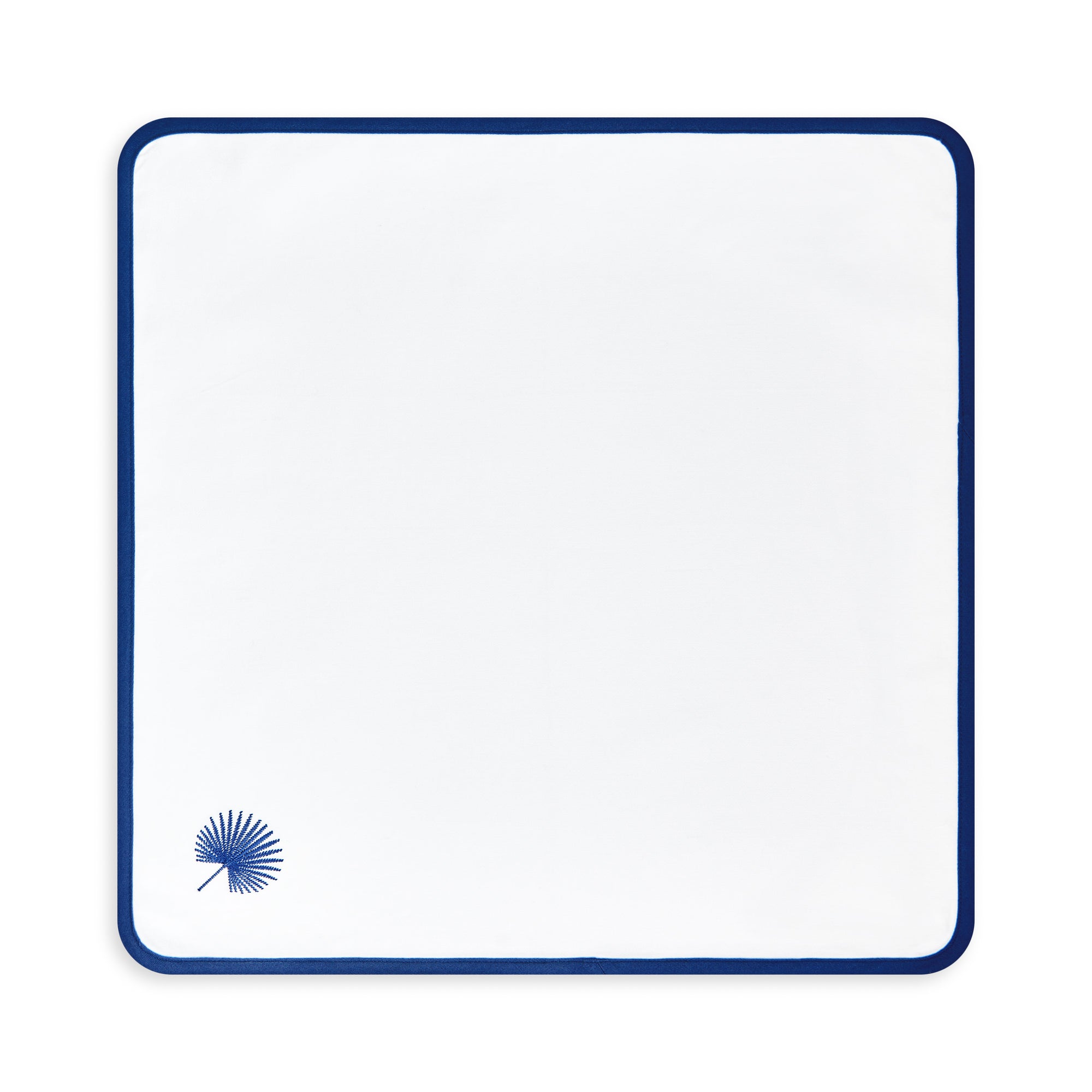 Coastal Napkin, Embroidered Palm Leaf, Navy Blue, 20&quot;x20&quot;